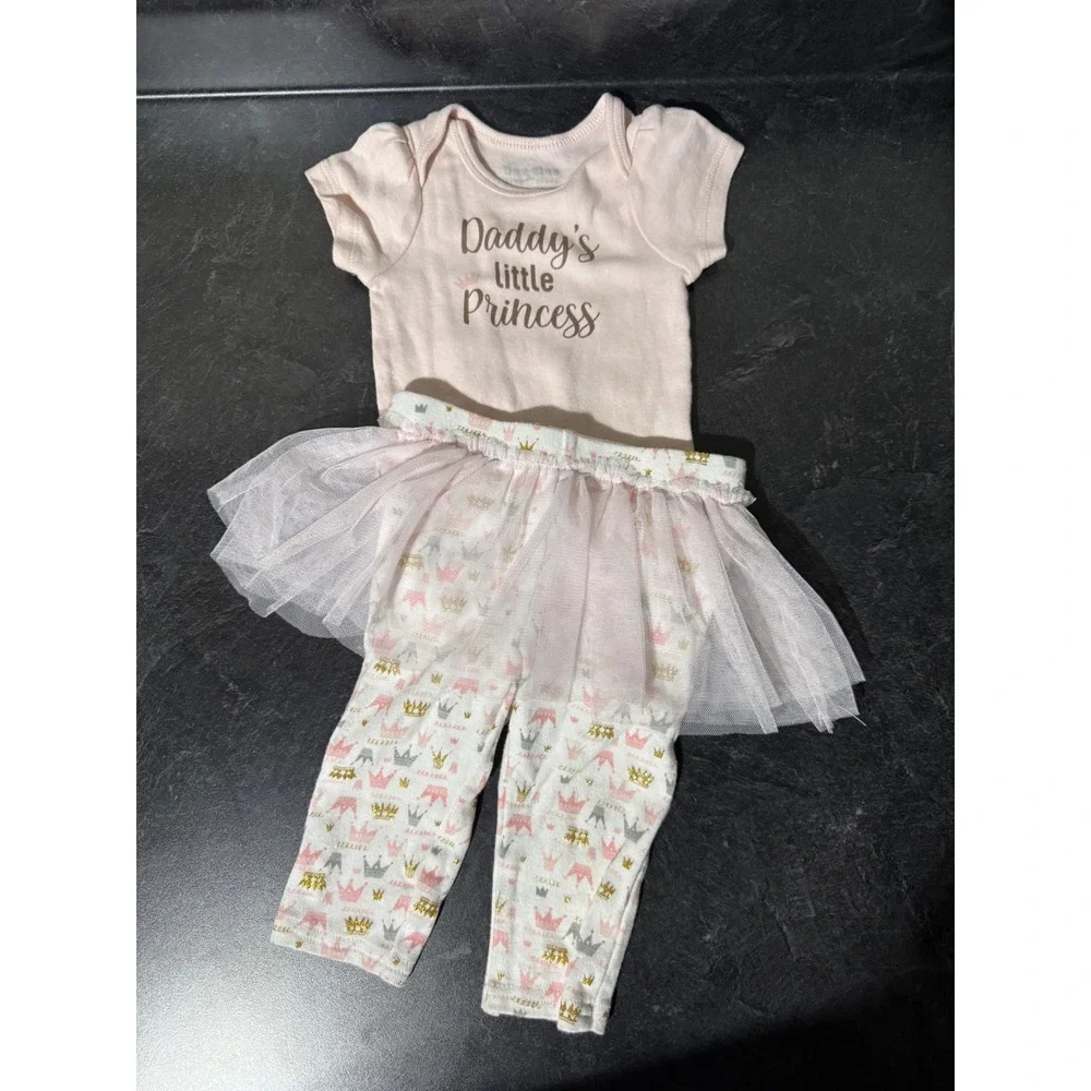 Bundles Baby Place Baby Girl 3-Piece Outfit Set 6-9M Pink Tutu Bodysuit Leggings